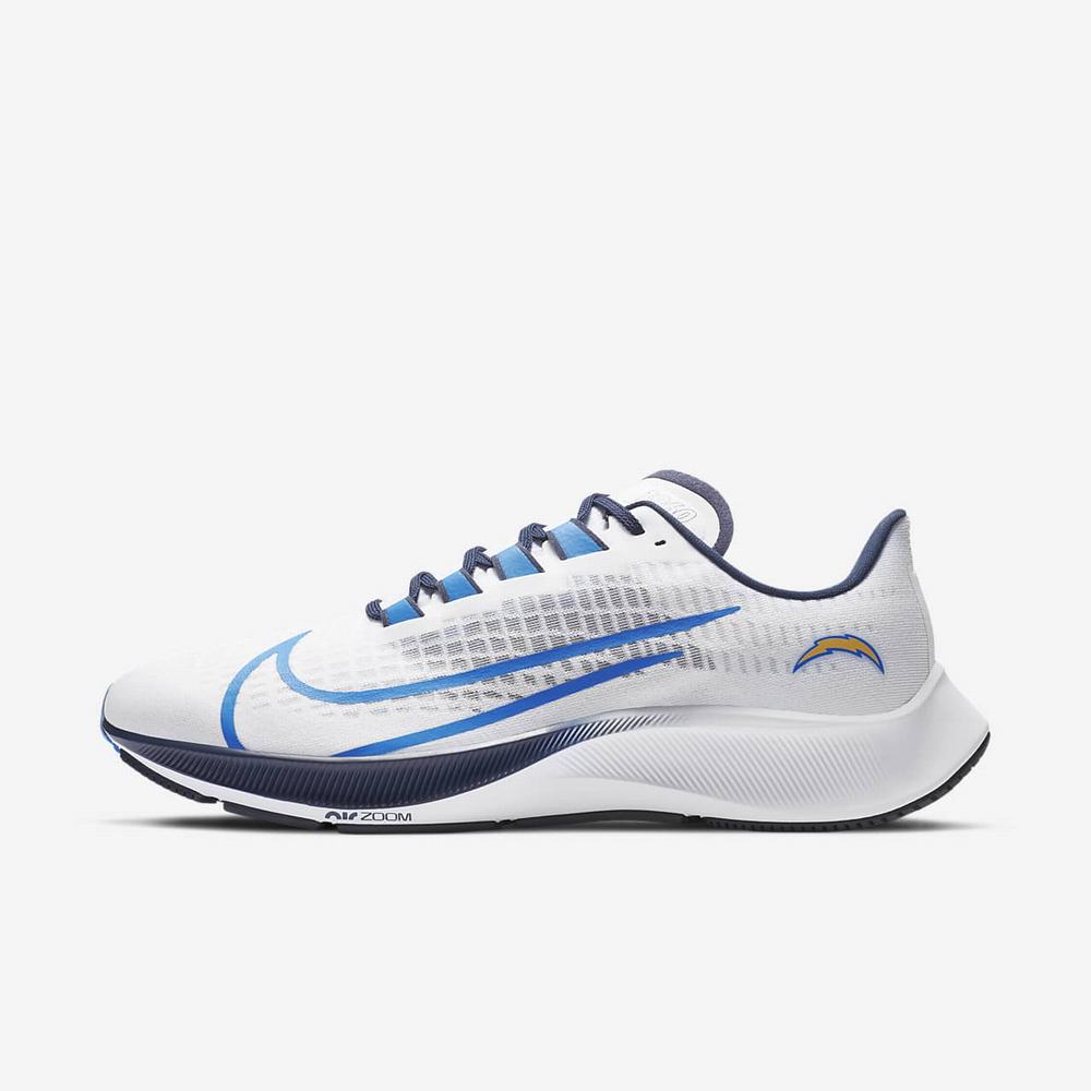 Chaussure De Running Nike Air Zoom Pegasus 37 (Los Angeles Chargers) Blanche 5723-608 White/Pure Platinum/College Navy/Italy Blue Homme | DVJ-75580388